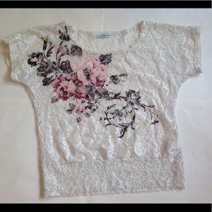 Maurice's white see through lace floral top